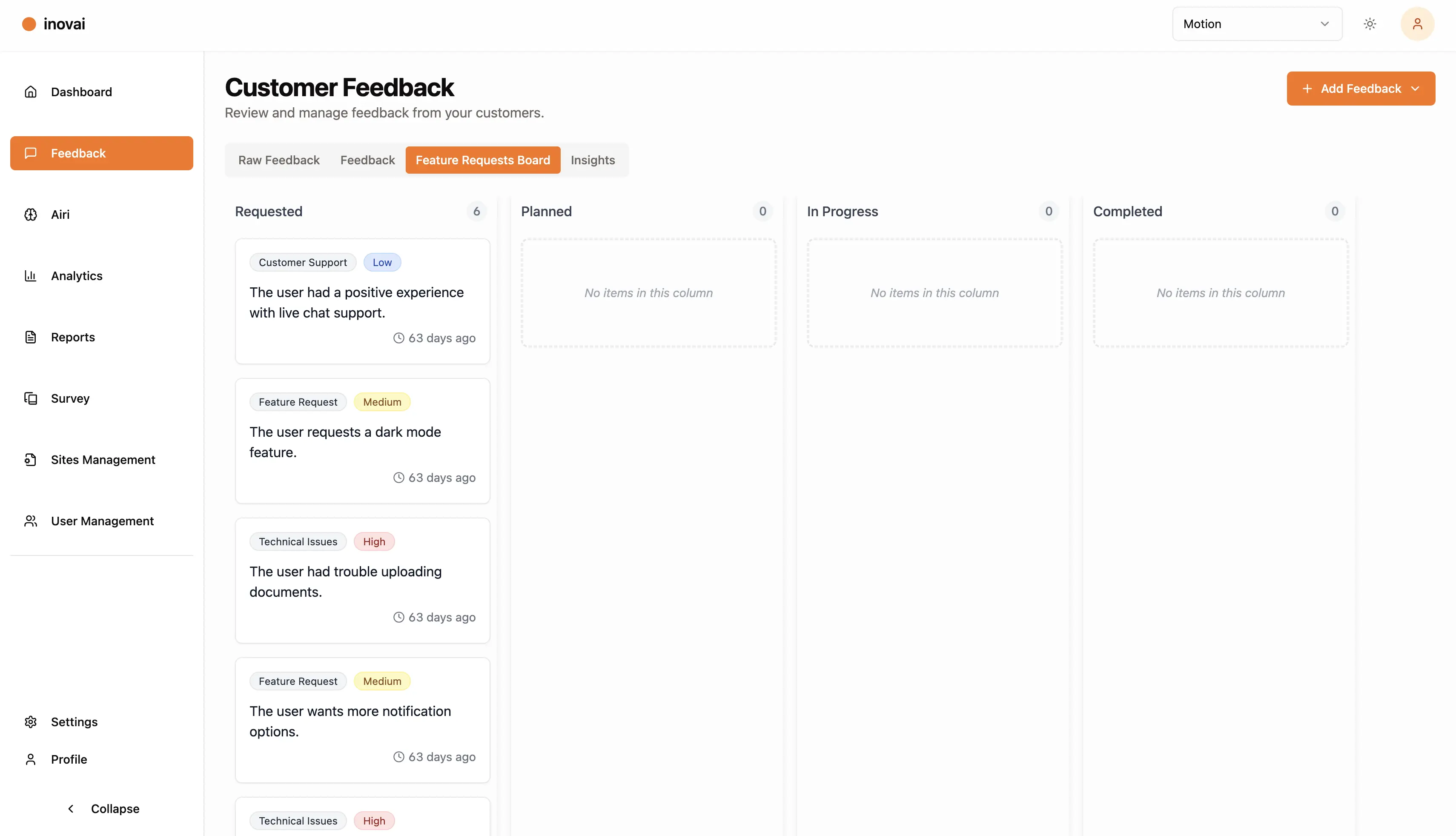 Feature Request Board
