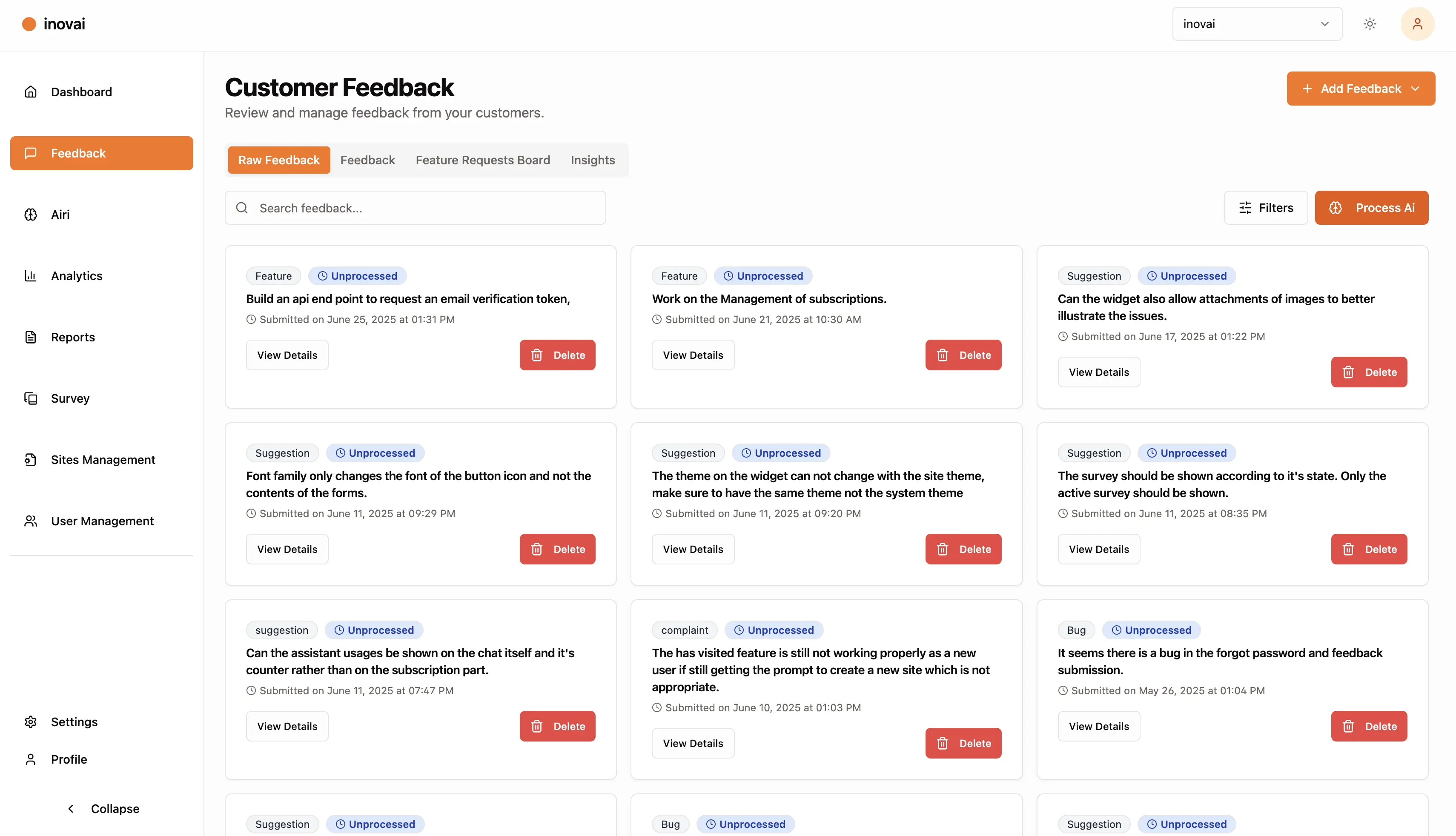 Feedback Collection Interface